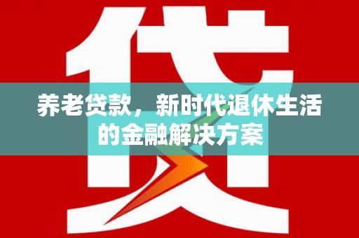 于洪养老贷款，新时代退休生活的金融解决方案