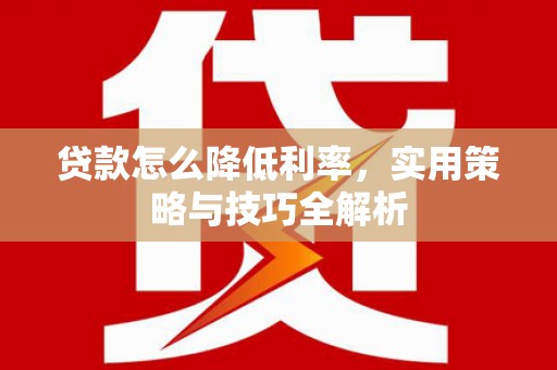 于洪贷款怎么降低利率，实用策略与技巧全解析